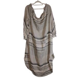 Malia Mills Cream And Black Striped Off The Shoulder Bohemian Dress Size XL